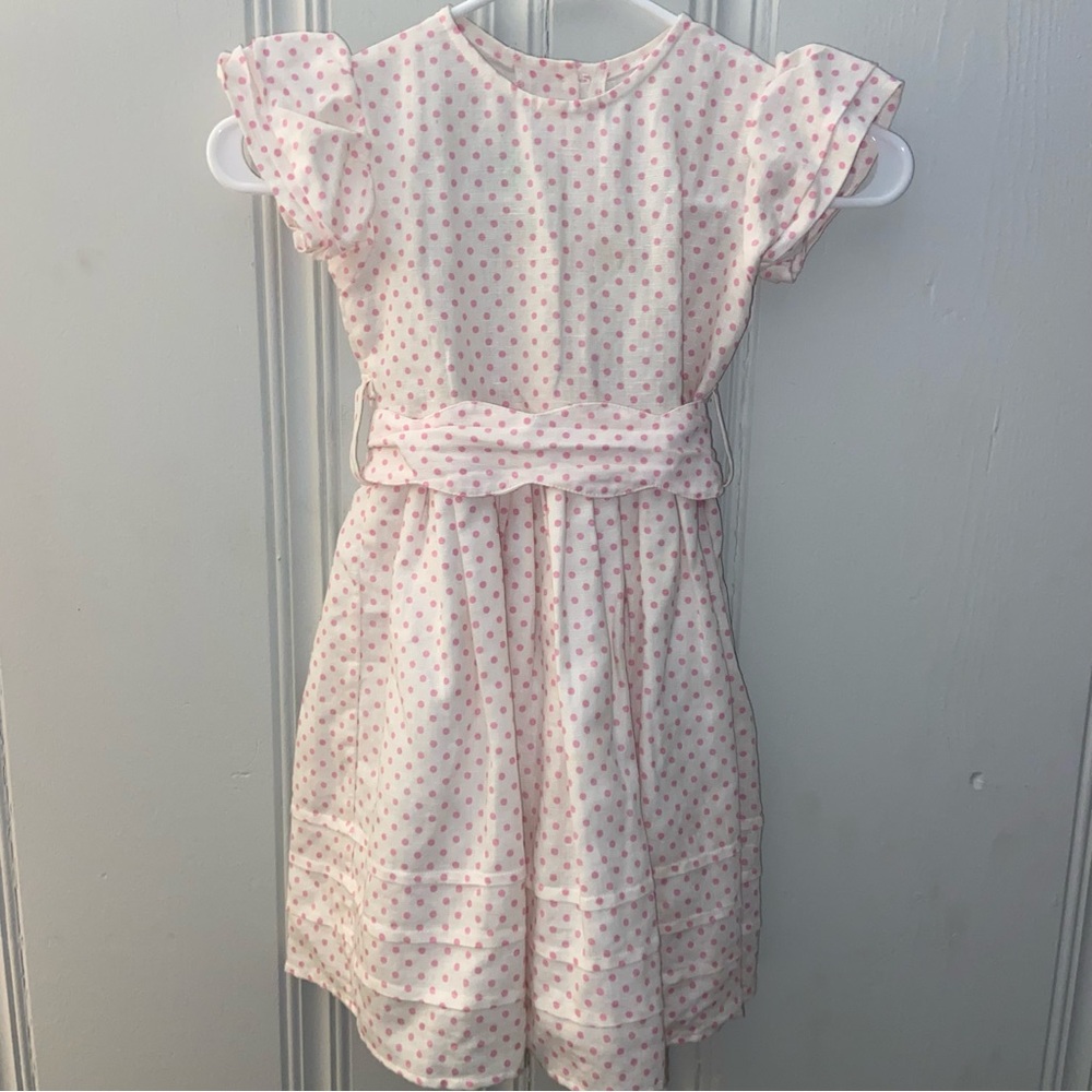 Alice Kathleen Pink polka dot sash dress